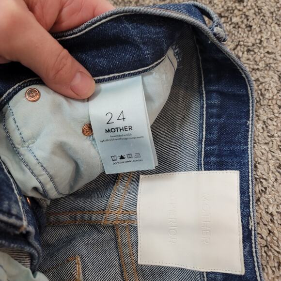 MOTHER Blue Distressed Flare Jeans - Picture 4 of 12